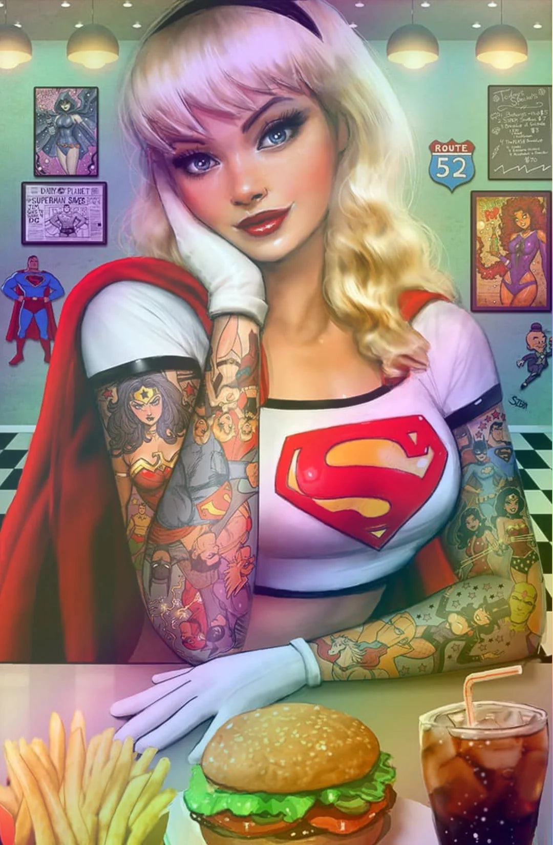 Superman #19 Szerdy SIGNED Supergirl Connecting Diner Foil Variant