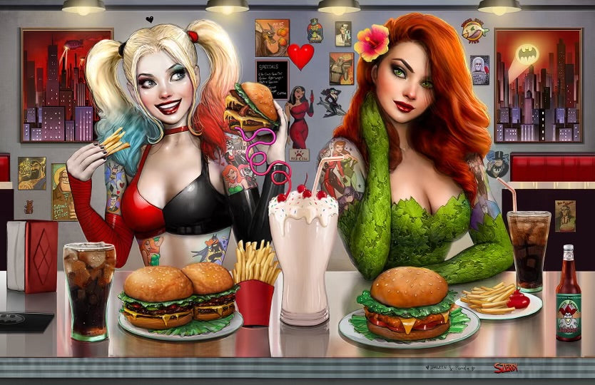 Harley Quinn #45 and Poison Ivy #27 CONNECTING Covers Szerdy SIGNED Variant DC Comics