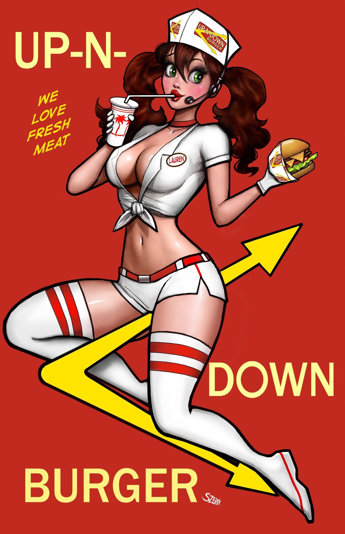 Up-N-Down Burger Girl: FOIL Zirty Girlz #4 SIGNED by Nathan Szerdy