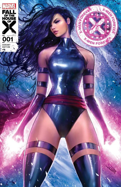 Marvel X-Men Psylocke Cover Superhero Comic T-Shirt - Unisex Adult, Black, Cotton