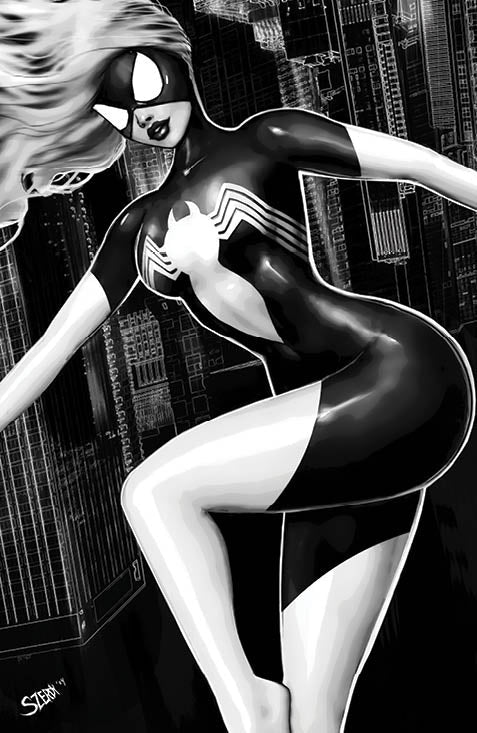 Marvel Super Heroes Secret Wars #7 Szerdy SIGNED Spider-woman Julia Carpenter Black and White Variant