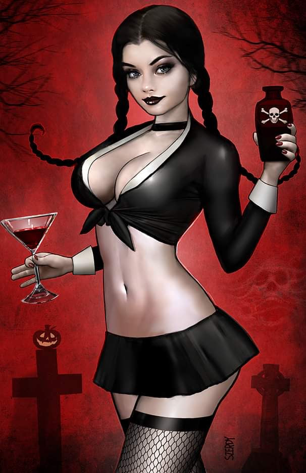 Dual signed 9.6 by Szerdy and Lisa Loring Wednesday Cosplay Zirty Girlz 2