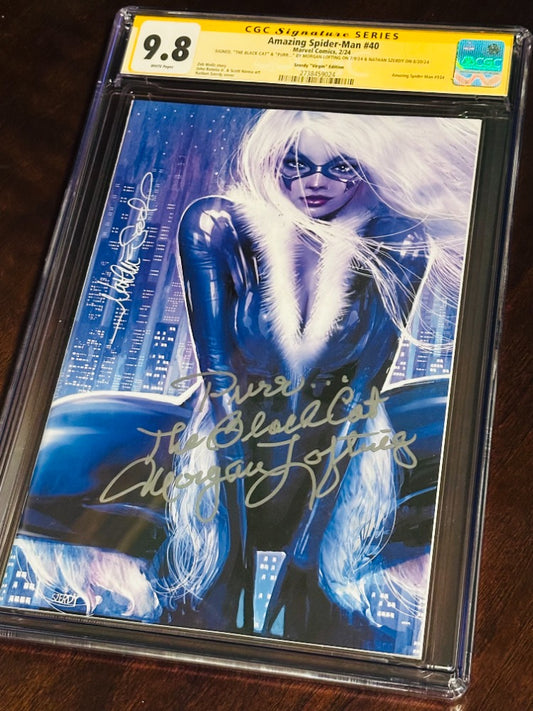 Amazing Spider-Man #40 Virgin Variant CGC 9.8 Dual Signed Voice Actress of Black Cat & Nathan Szerdy