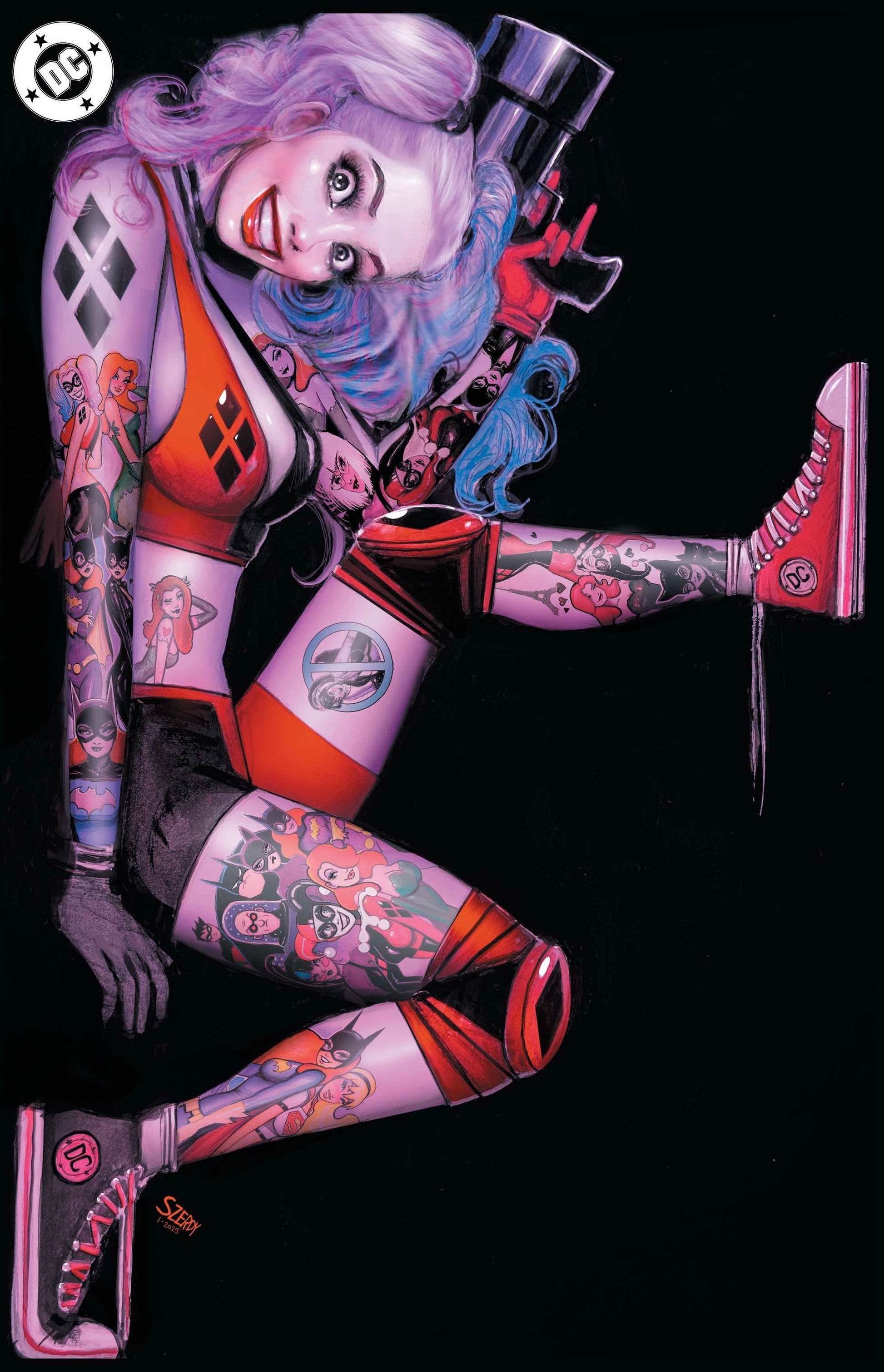 harley quinn card sleeves Harley Quinn #49 SIGNED by Nathan Szerdy FOIL Tattoo Variant