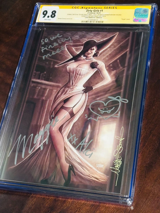 Zirty Girlz #1 CGC 9.8 Dual Signed Voice Actress of Lady Dimitrescu & Nathan Szerdy