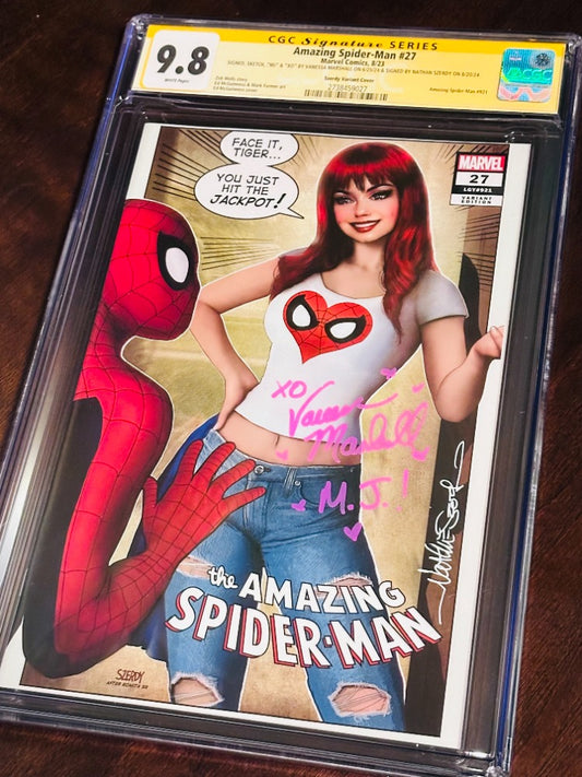 Amazing Spider-Man #27 Trade Variant CGC 9.8 Dual Signed Voice Actress of Mary Jane & Nathan Szerdy