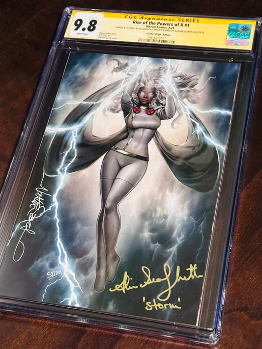 Rise of the Powers of X #1 CGC 9.8 Dual Signed Voice Actress of Storm & Nathan Szerdy